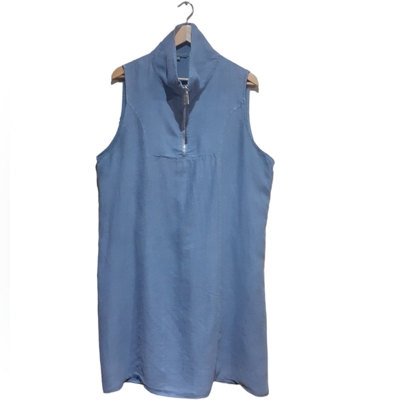 Piazza Del Tempio Made in Italy Women's Size XL Sleeveless Linen Dress Blue - Picture 3 of 6